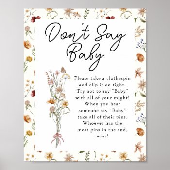 Little Wildflower Creambaby Shower Don't Say Baby  Poster by clubmagique at Zazzle
