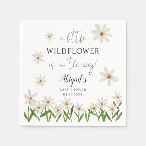 Little Wildflower Daisy Baby Shower Napkins