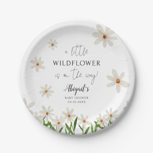 Little Wildflower Daisy Girl Baby Shower Paper Plates