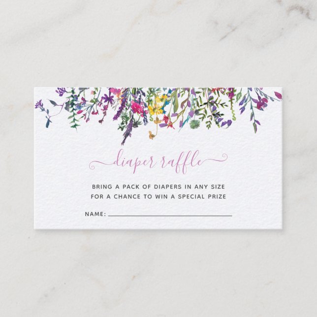 Little Wildflower Diaper Raffle Baby Shower Enclosure Card (Front)