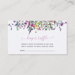 Little Wildflower Diaper Raffle Baby Shower Enclosure Card