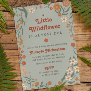 Little Wildflower Fall Rustic Boho Baby Shower Invitation