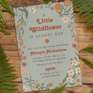 Little Wildflower Fall Rustic Boho Baby Shower Invitation