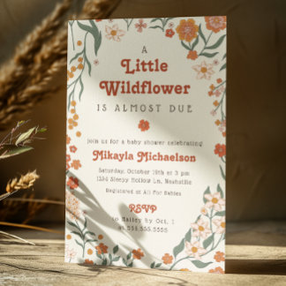 Little Wildflower Fall Rustic Boho Baby Shower Invitation