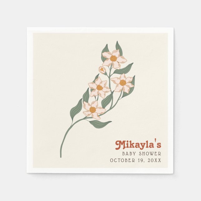 Little Wildflower Fall Rustic Boho Baby Shower  Napkins (Front)