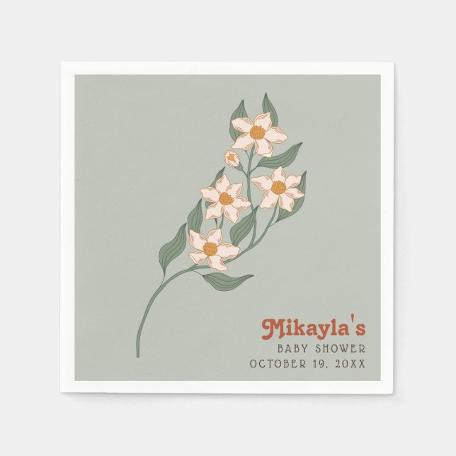 Little Wildflower Fall Rustic Boho Baby Shower  Napkins (Front)