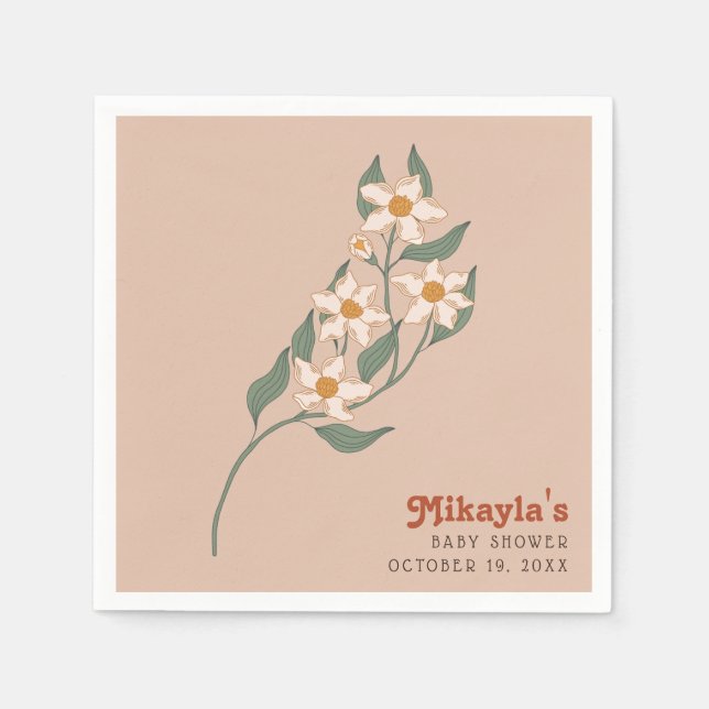 Little Wildflower Fall Rustic Boho Baby Shower  Napkins (Front)