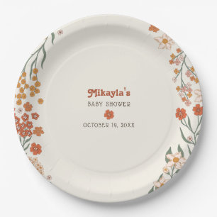 Little Wildflower Fall Rustic Boho Baby Shower Paper Plates