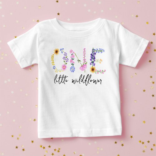 Little Wildflower First Birthday Baby Girl Baby T_Shirt