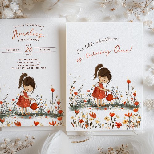 Little Wildflower First Birthday Invitation