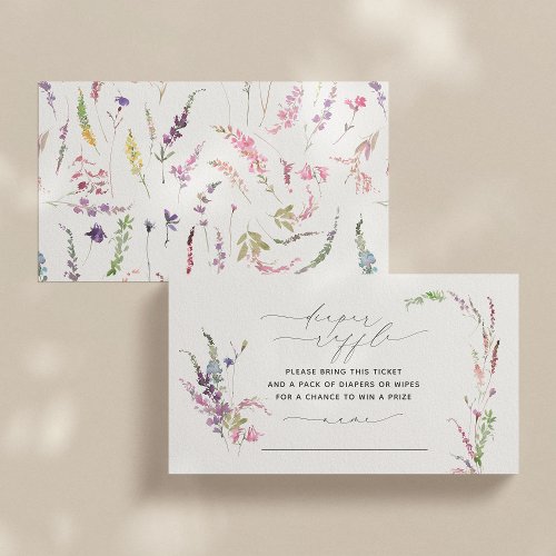 Little Wildflower Floral Baby Shower Diaper Raffle Business Card