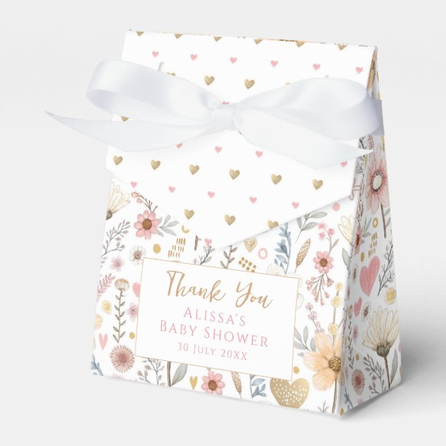 Little Wildflower Floral Baby Shower Favor Box (Front Side)