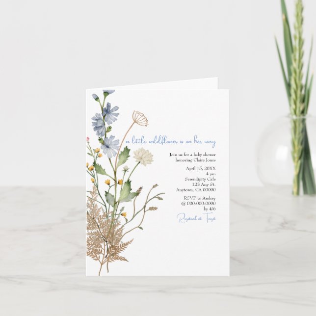 Little Wildflower Floral Baby Shower Invitation (Front)