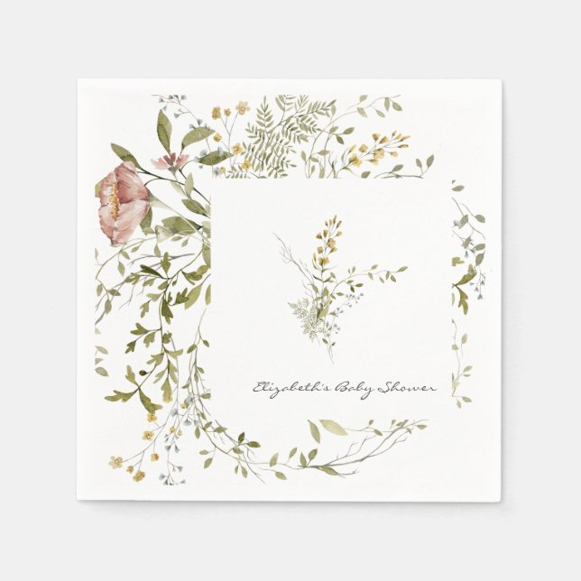 Little Wildflower Floral Baby Shower Napkins (Front)
