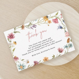 Little Wildflower Floral Baby Shower Thank You Card