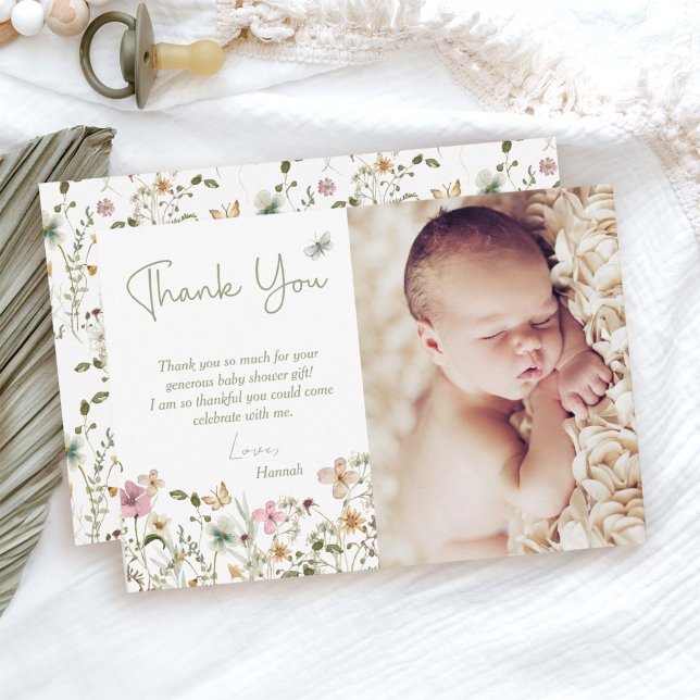 Little Wildflower Floral Baby Shower  Thank You Card (Creator Uploaded)