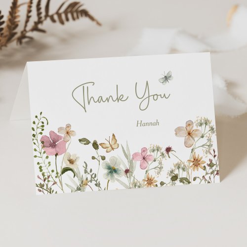 Little Wildflower Floral Baby Shower  Thank You Card