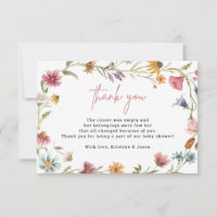 Little Wildflower Floral Baby Shower Thank You Card