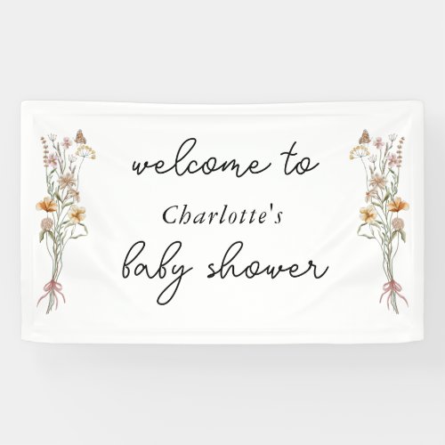 Little Wildflower Floral Baby Shower Welcome  Banner