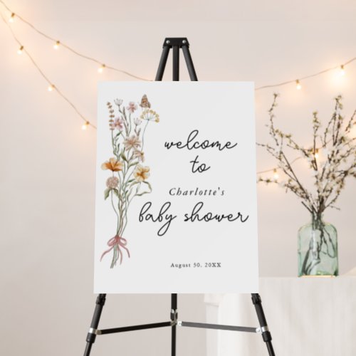 Little Wildflower Floral Baby Shower Welcome Sign