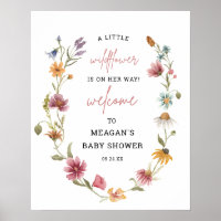 Little Wildflower Floral Baby Shower Welcome Sign