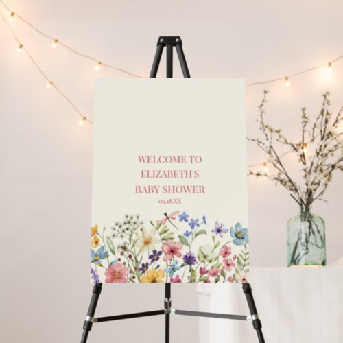 Little Wildflower Floral Baby Shower Welcome Sign