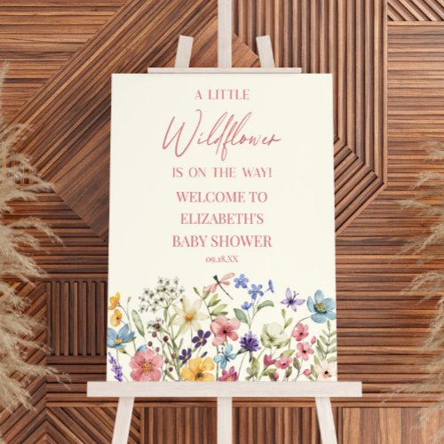 Little Wildflower Floral Baby Shower Welcome Sign