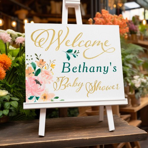 Little Wildflower Floral Baby Shower Welcome Sign