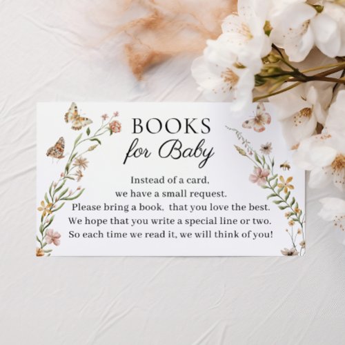 Little Wildflower Floral Books for Baby Shower Enclosure Card