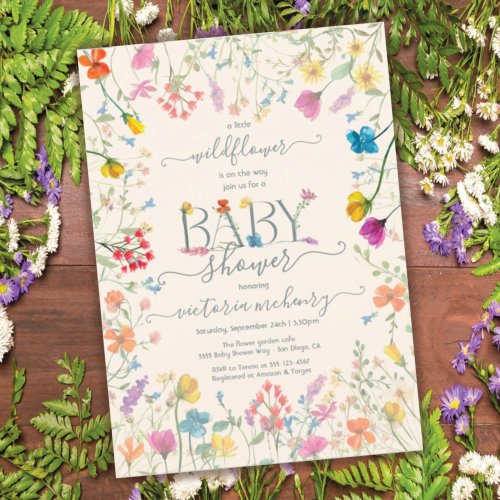 Little wildflower floral garden Baby Shower Invitation