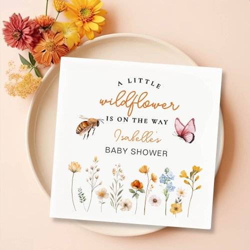 Little Wildflower Floral Girl Baby Shower  Napkins