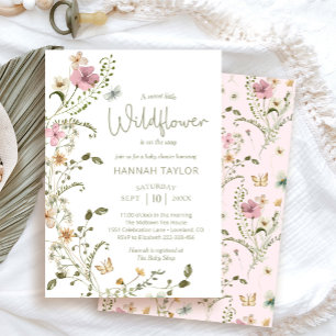 Little Wildflower Floral Pink Baby Shower Invitation