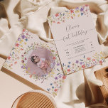 Little Wildflower Floral Wreath Photo 1st Birthday Invitation<br><div class="desc">Little Wildflower Floral Wreath Photo 1st Birthday Invitation</div>