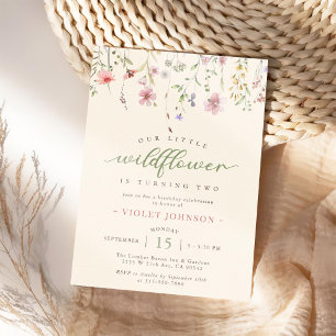 Little Wildflower Flower 2nd Birthday Invitation