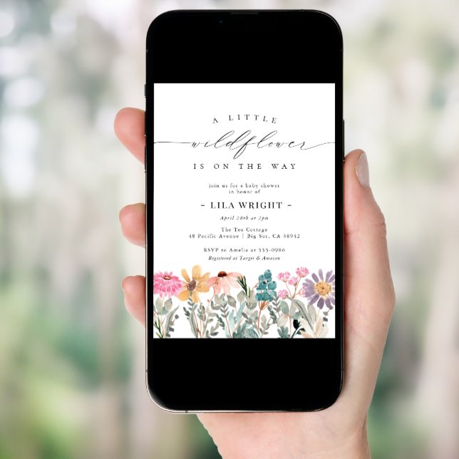 Little Wildflower Flower Baby Shower Invitation (Front Digital)