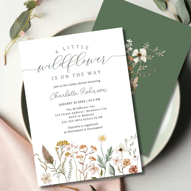 Little Wildflower Flower Baby Shower Invitation | Zazzle