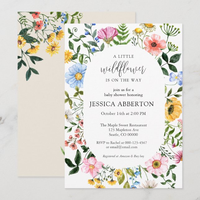 Little Wildflower Flower Baby Shower Invitation (Front/Back)