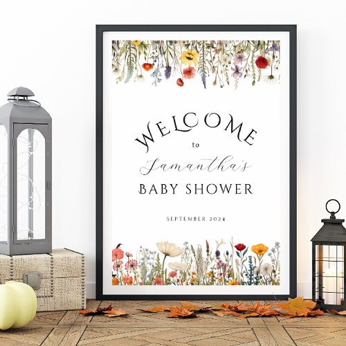 Little Wildflower Flower Baby Shower Welcome Poster