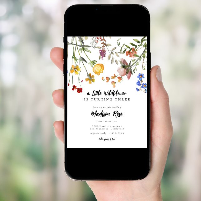 Little Wildflower Flower Garden Birthday Party Invitation (Front Digital)