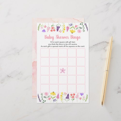 Little Wildflower Garden Baby Shower Bingo