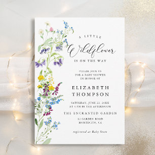 Little Wildflower Garden Chic Girl Baby Shower Invitation