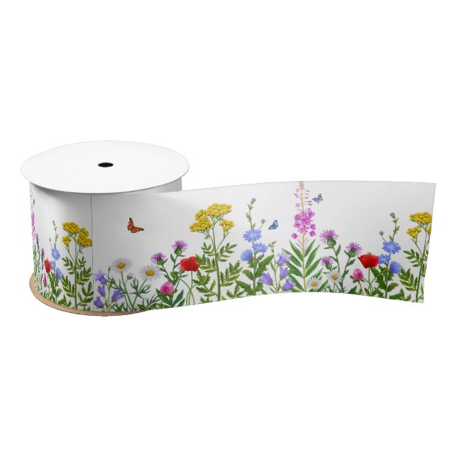Little Wildflower Garden Floral Pattern Gift Satin Ribbon (Spool)