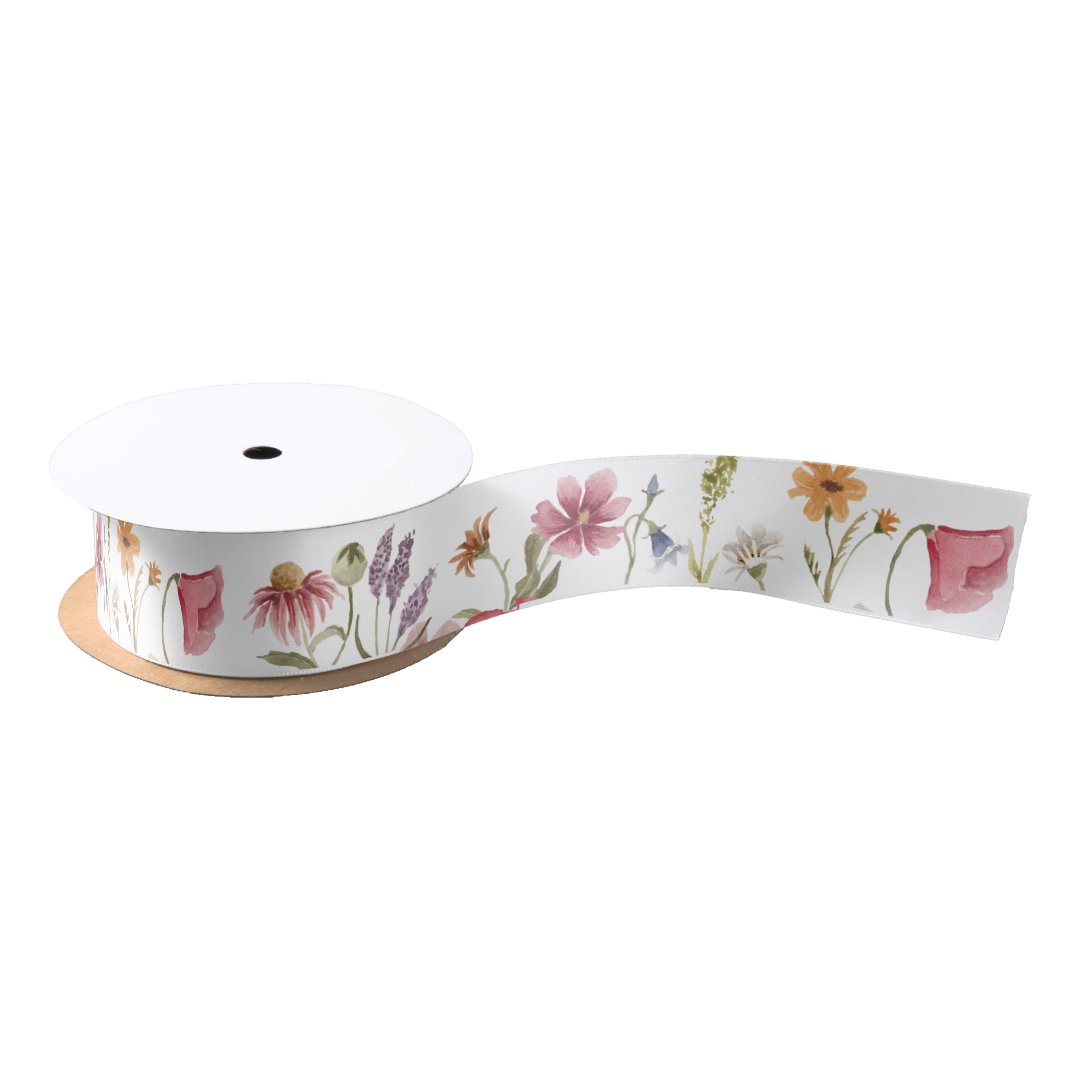 Little Wildflower Garden Floral Pattern Gift Satin Ribbon | Zazzle