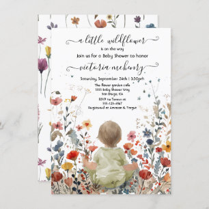 Little wildflower garden meadow baby shower invitation