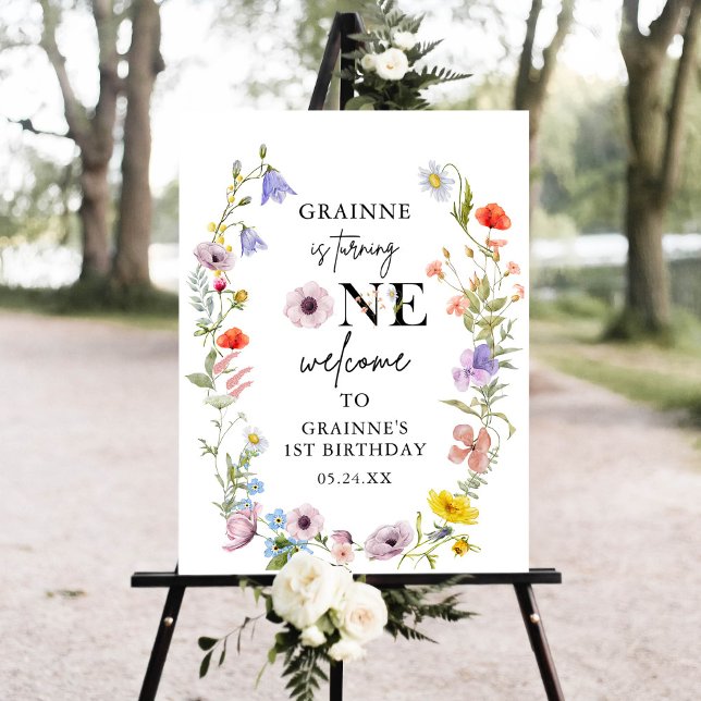 Little Wildflower Girl 1st Birthday Welcome Sign (Creator Uploaded)