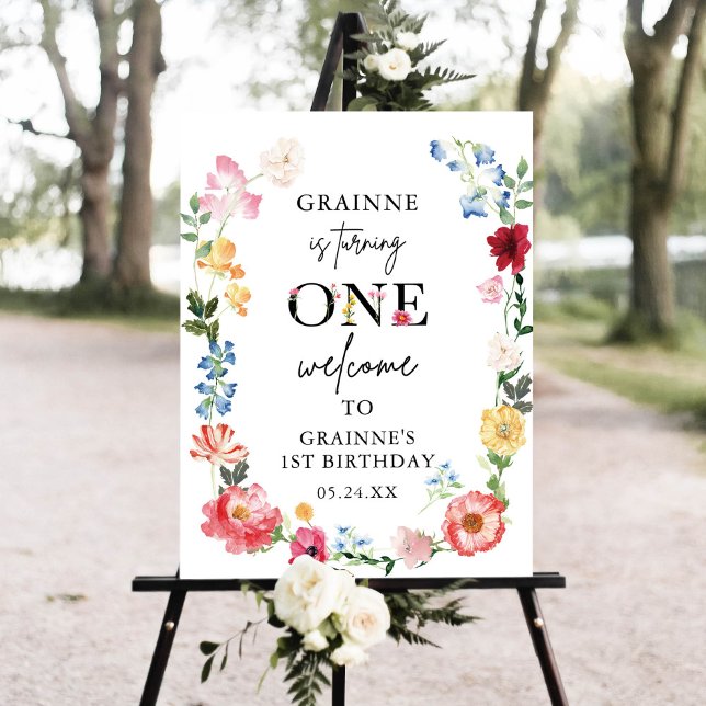 Little Wildflower Girl 1st Birthday Welcome Sign (Creator Uploaded)