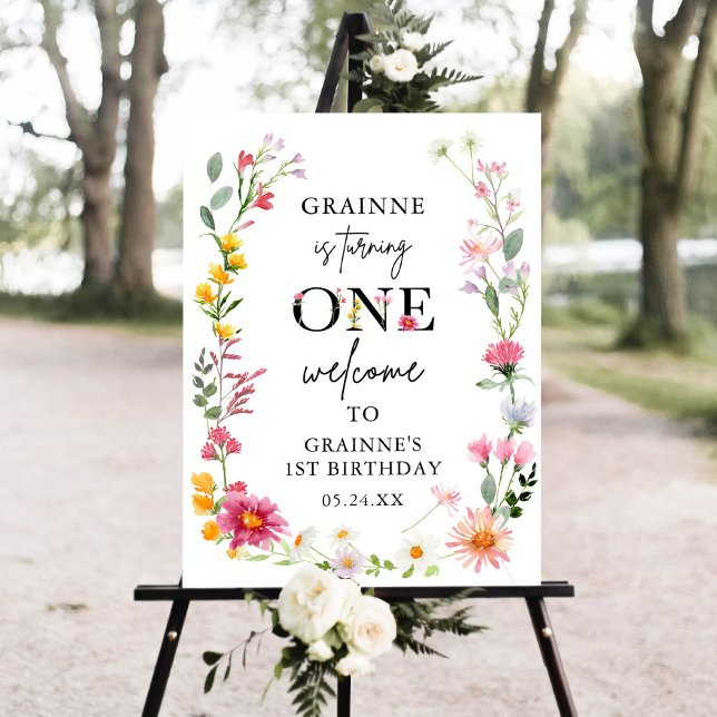 Little Wildflower Girl 1st Birthday Welcome Sign (Creator Uploaded)