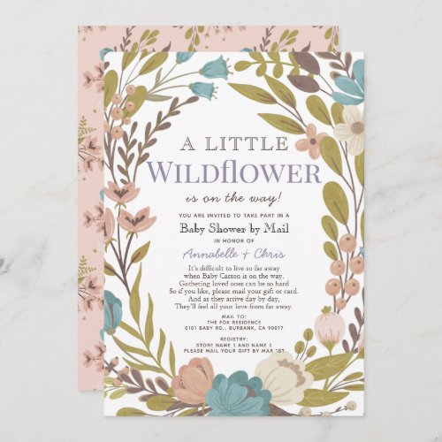 Little Wildflower Girl Baby Shower by Mail Invitation