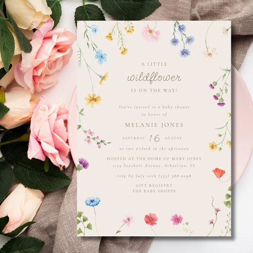 Little Wildflower Girl Baby Shower Invitation