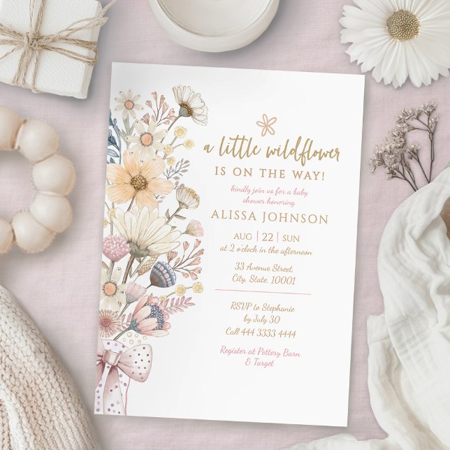 Little Wildflower Girl Baby Shower Invitation (Creator Uploaded)